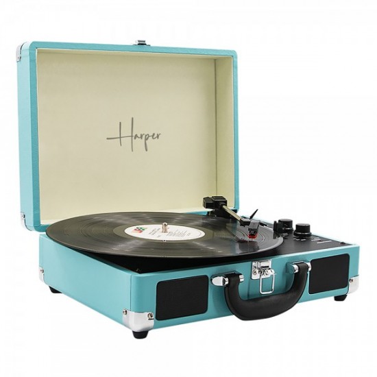 פטיפון בלוטוס מזוודה עם רמקולים מובנים Harper HRT 8