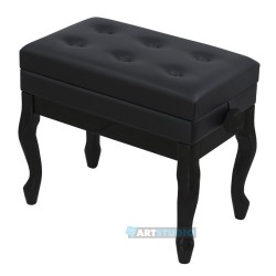 כיסא לפסנתר שחור מבריק עם תא אחסון