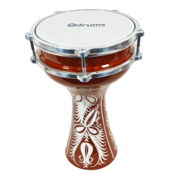 דרבוקה טורקית אלומיניום עם עיטורים מיני סדרה 13 בצבע חום בהיר TA-GE13 מבית Gdrums