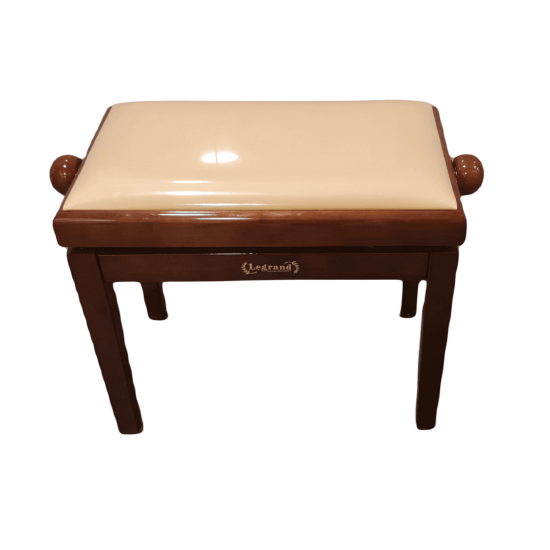 כסא פסנתר מתכוונן בצבע וולנט עם טופ קטיפה בצבע חום עדין PB-18 מבית Legrand