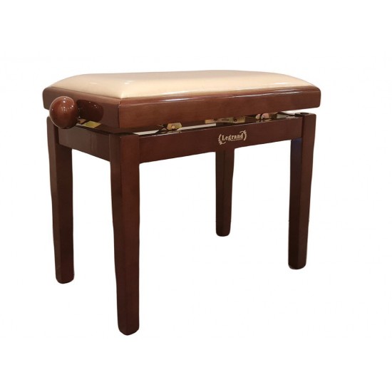 כסא פסנתר מתכוונן בצבע וולנט עם טופ קטיפה בצבע חום עדין PB-18 מבית Legrand